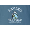 This sweet short sleeve tee features an image of Earl standing atop the Earth, pulling Mooch up with him and includes the phrase, "Saving the world one kitty at a time."