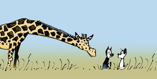  MUTTS characters Mooch and Earl sitting with a giraffe