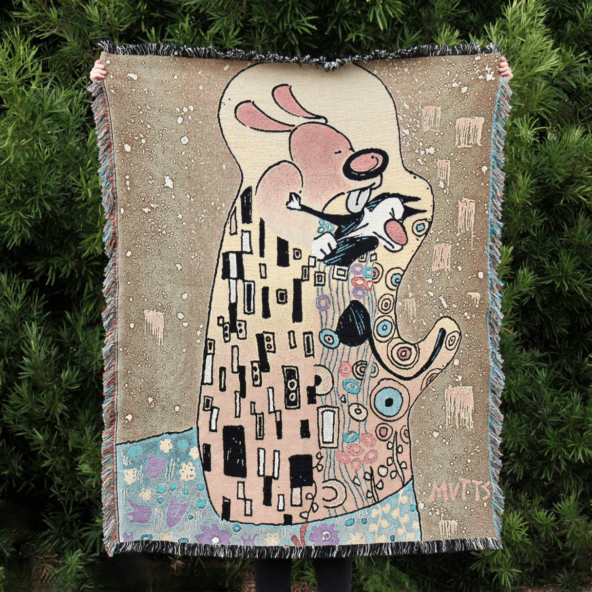'Dog Kisses' Title Panel Decorative Blanket