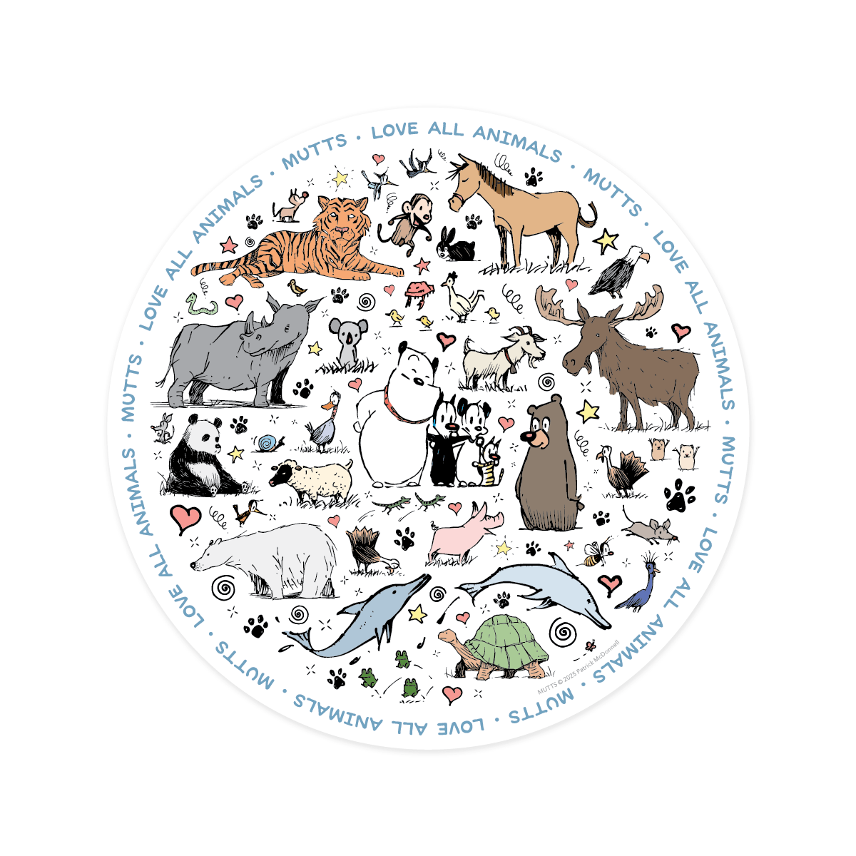 Free 'Love All Animals' Sticker - MUTTS
