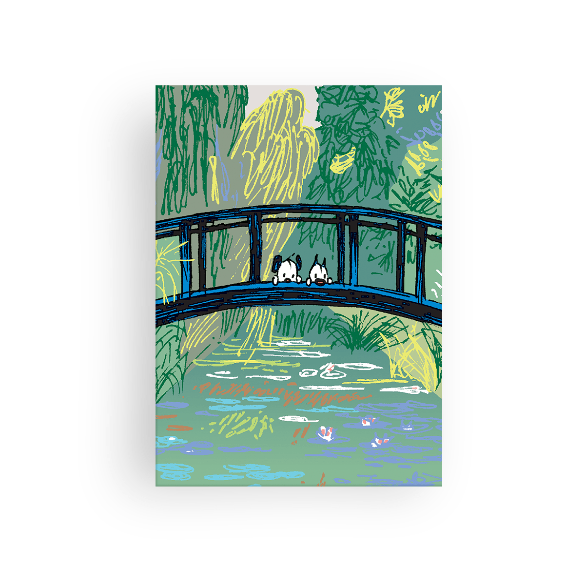 'MUTTS Over Water Lilies' Title Panel Greeting Card