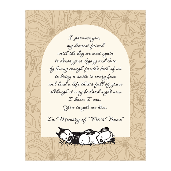 Customizable Floral Rainbow Bridge Poem Print - MUTTS