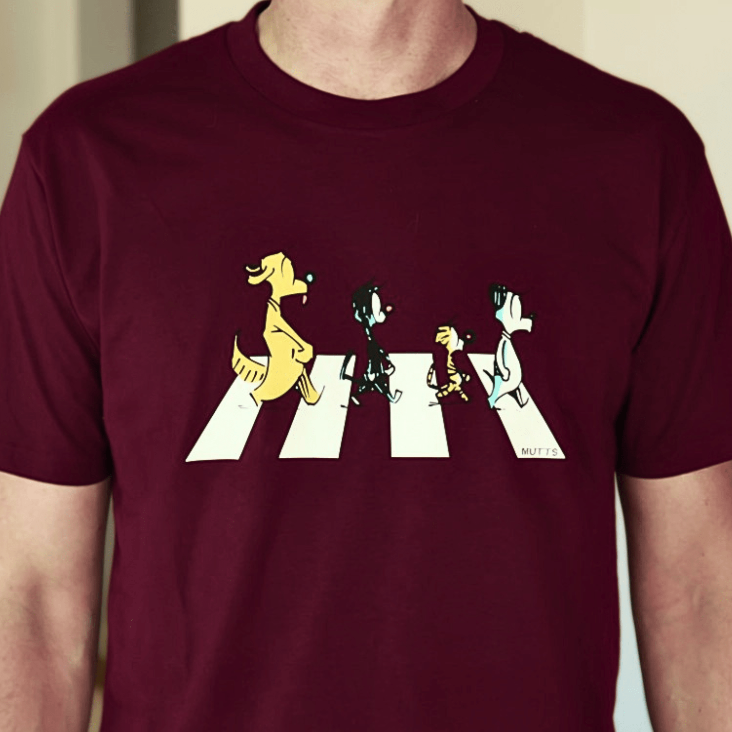 Burgundy 'Tabby Road' Staple Tee - MUTTS