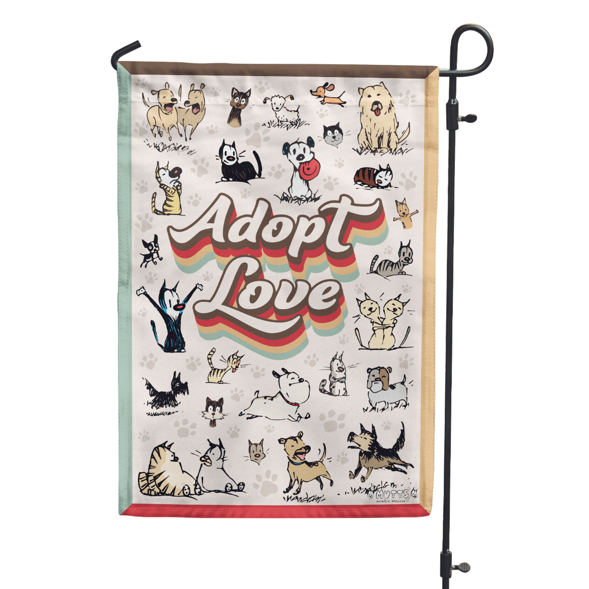 'Adopt Love' Garden Flag - MUTTS