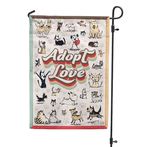 'Adopt Love' Garden Flag - MUTTS