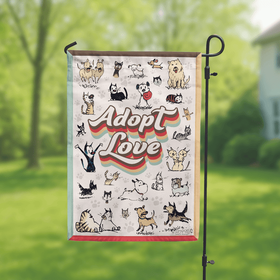 'Adopt Love' Garden Flag - MUTTS