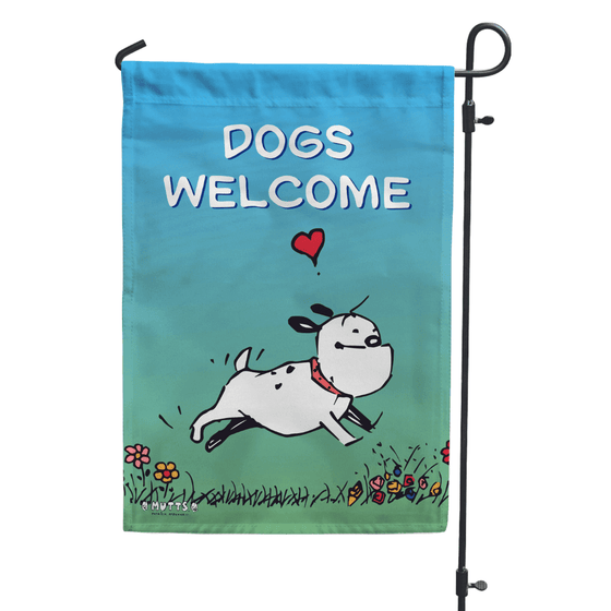 'Dogs Welcome' Sparky Garden Flag