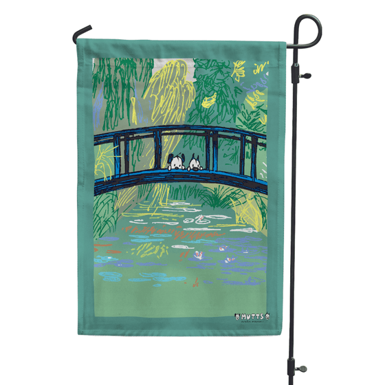 'MUTTS Over Water Lilies' Garden Flag - MUTTS