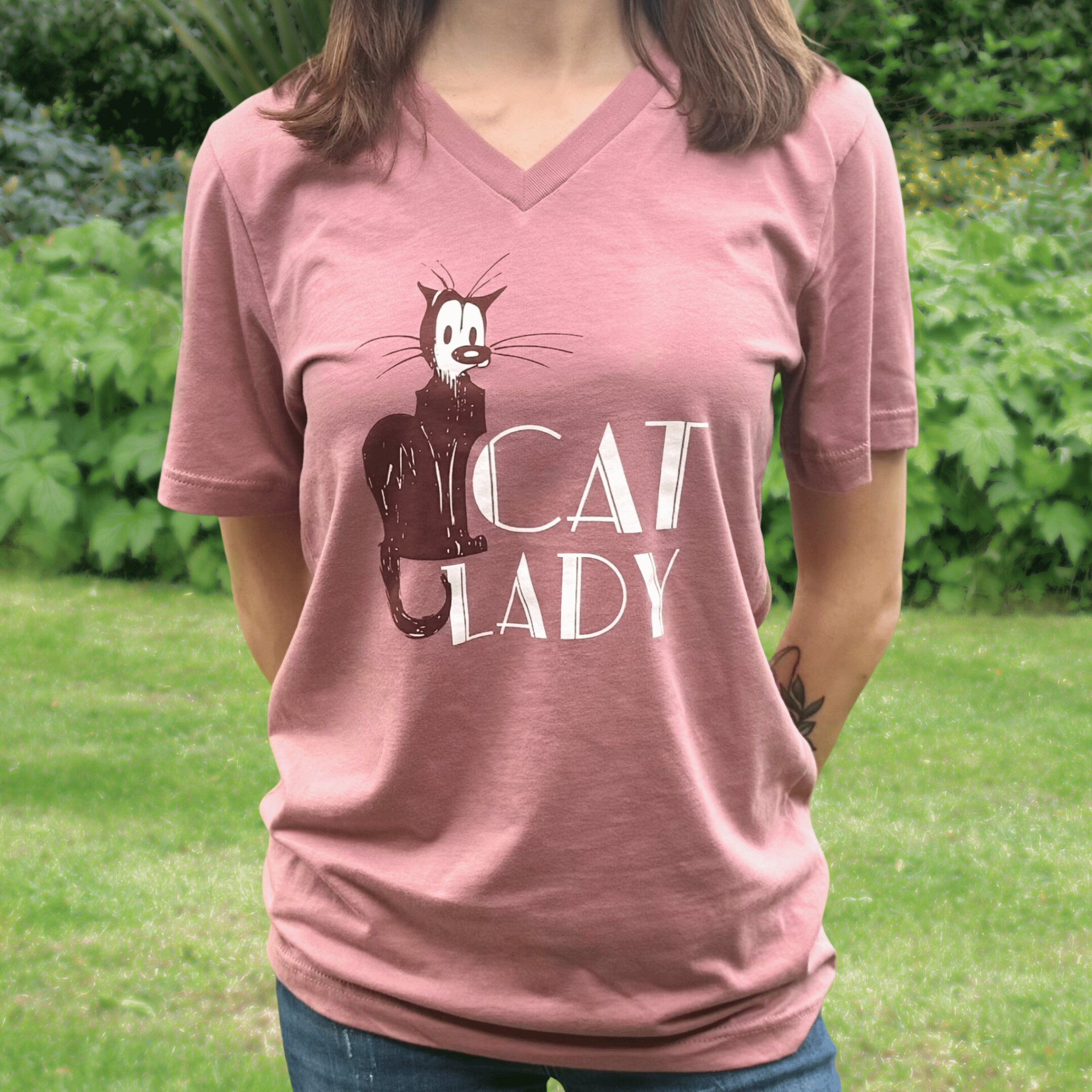 'Cat Lady' V - Neck Tee - MUTTS