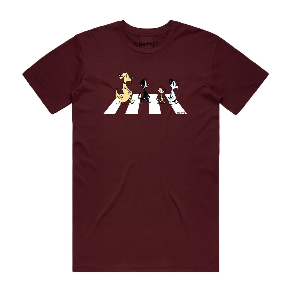 Burgundy 'Tabby Road' Staple Tee - MUTTS