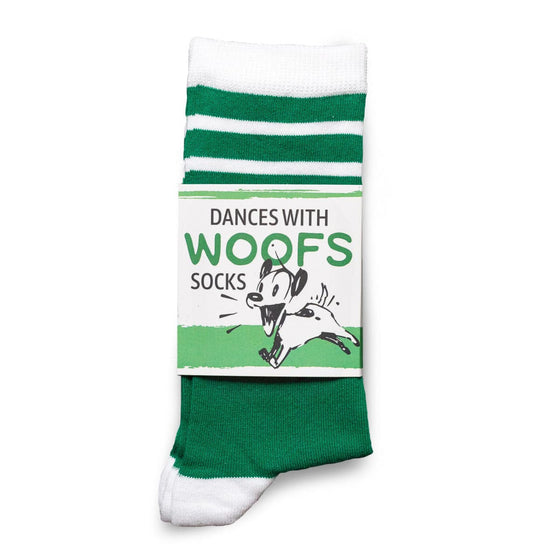 Dances with WOOFS Socks - front with packaging